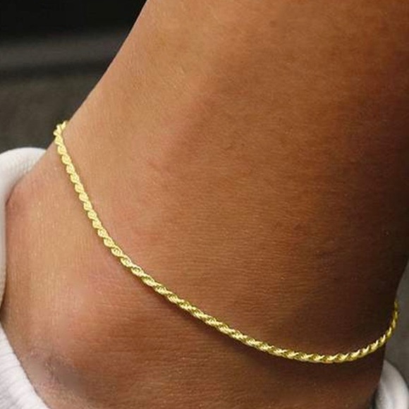 10k solid gold anklet 2mm 10inch Not plated HUGE SALE! Add to bundle and save! - Picture 2 of 6